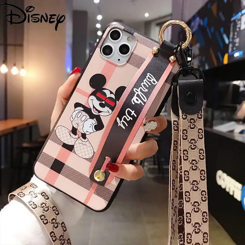 

Disney Couple Minnie Mickey Mobile Phone Case with Lanyard Stand for iPhone6s/6sp7/8/se/7p/8p/xs/xr/xsmax/11/11pro/11promax