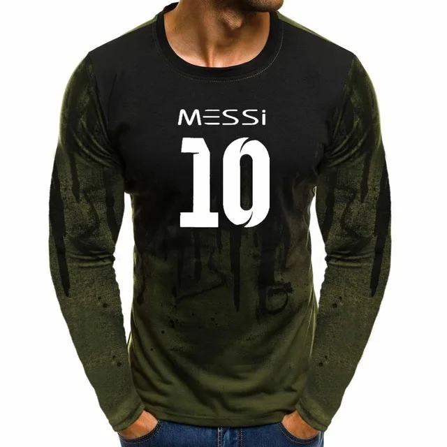 Новый мужской пуловер с круглым вырезом и градиентом Messi 10 принтом Повседневная