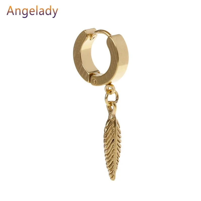 1pc New Arrival Punk Earrings Fashion Feather Pendant Personality Titanium Steel Buckle Women Men Jewelry Decoration Charms JUL3 | Украшения