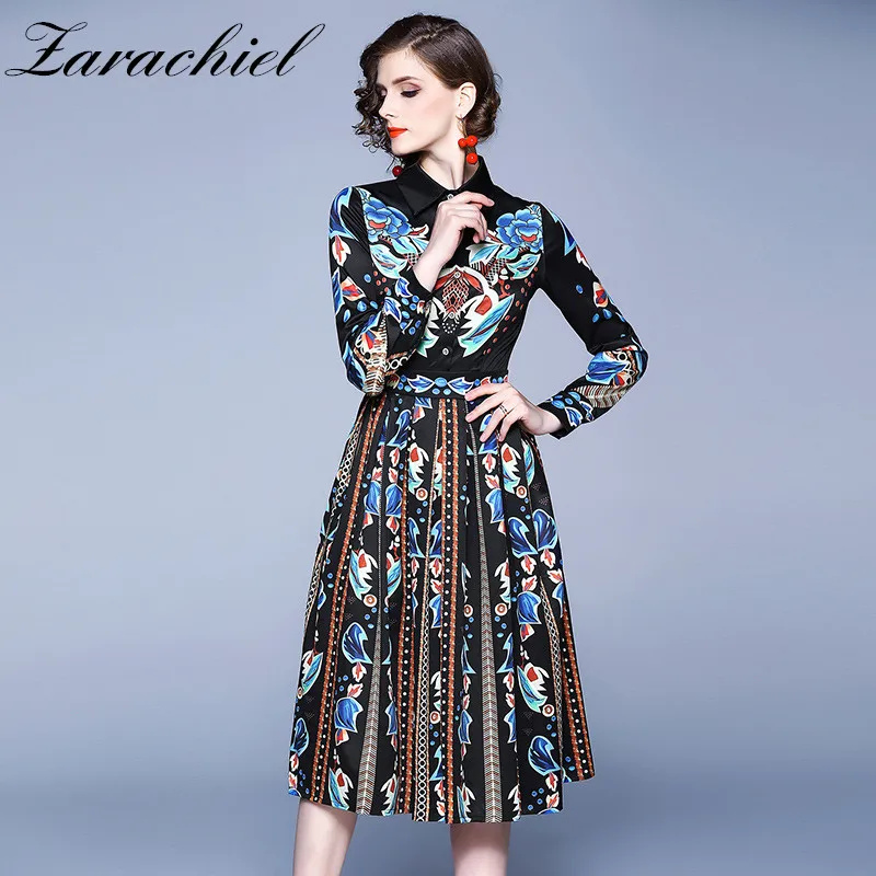 Женское модельное платье с длинным рукавом дизайнерское винтажное повседневное