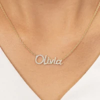 custom name necklace stainless steel gold choker personalized name necklace with diamond jewelry for women birthday gifts