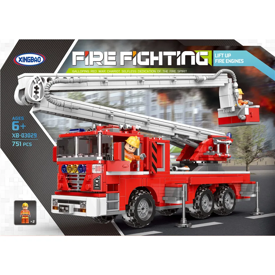 Городская серия подъемный набор &quotпожарная машина&quot строительные блоки с