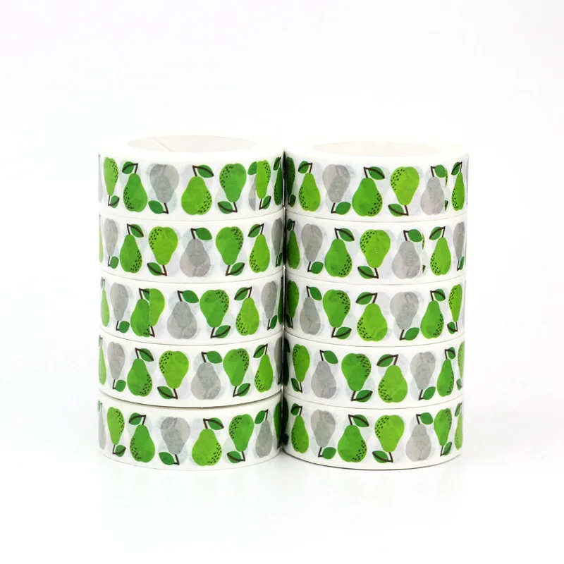 

NEW 10pcs/Lot Decorative Green Pears Fruit Washi Tapes DIY Scrapbooking Planner Adhesive Masking Tape Cute Stationery