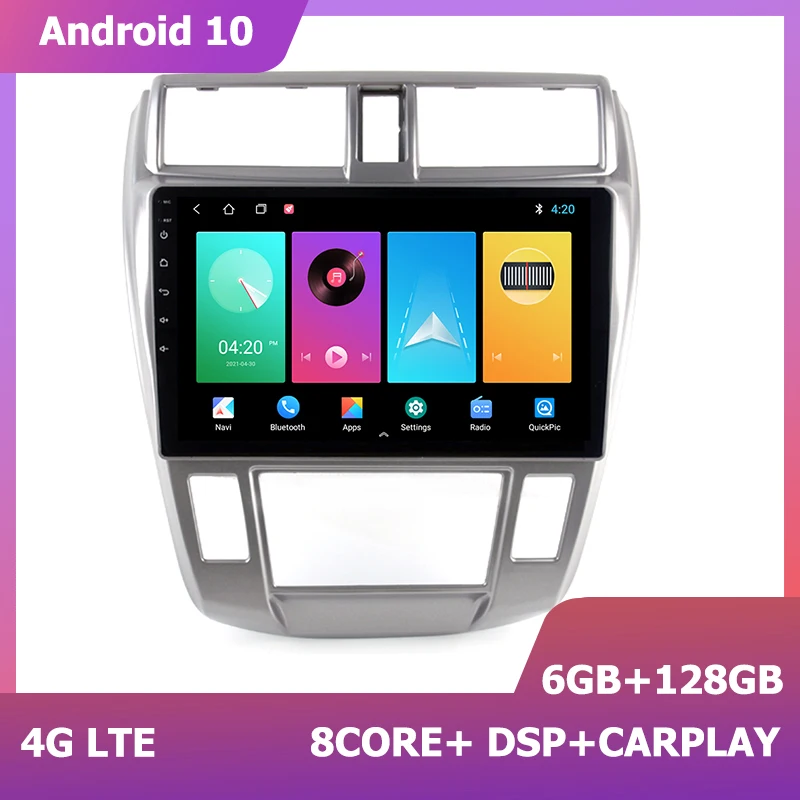 

HIRIOT Android 11 Stereo Navigation GPS 10 inch for Honda City 2008-2013 carplay Sat Navi 6+128G 2din 1280*720 DSP Multimedia