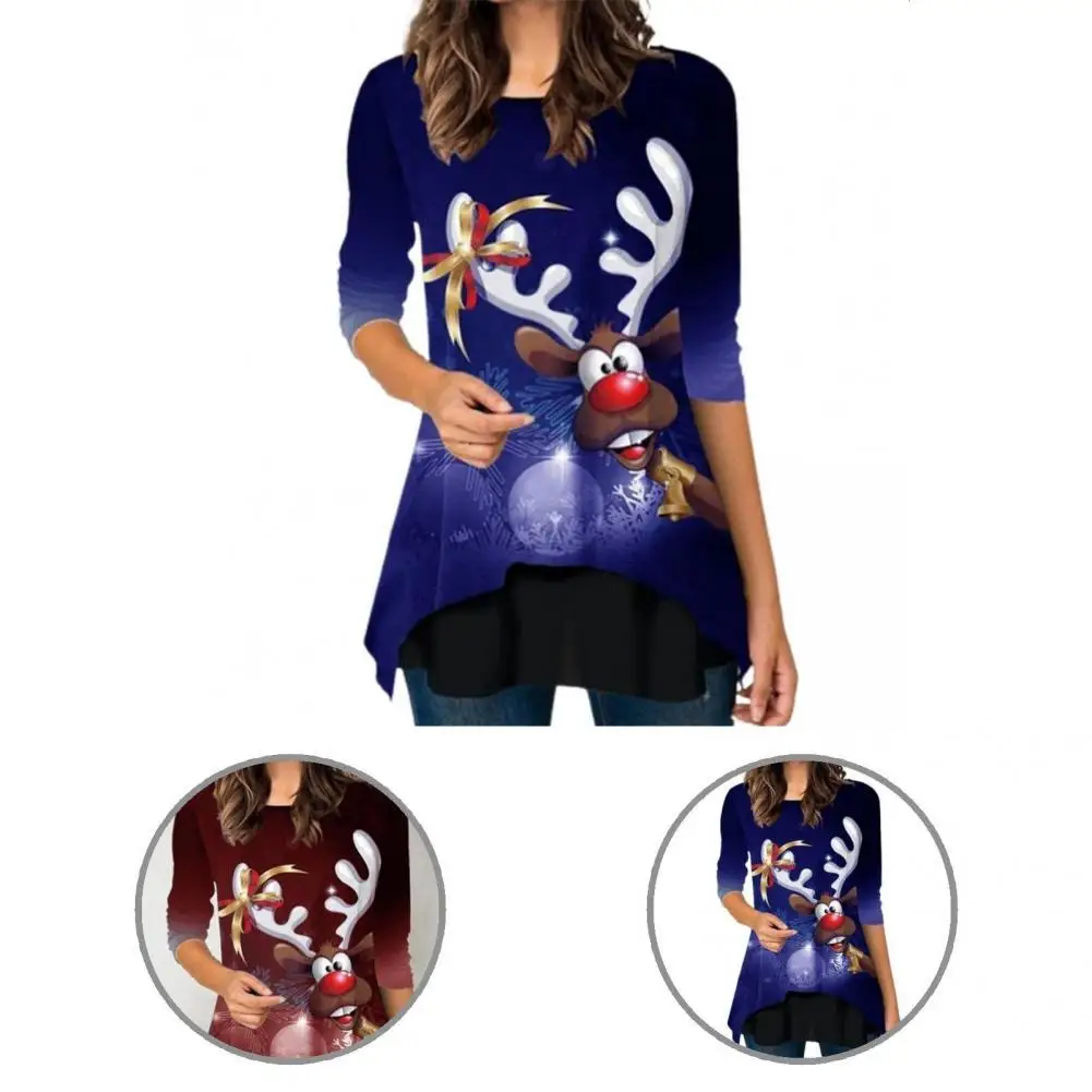 

All Match Stylish Casual Long Women Blouse Loose Winter Shirt Round Neck for Going Out