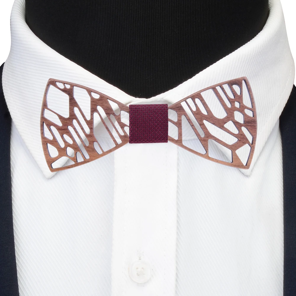 Новый деревянный галстук-бабочка из ореха мужской Асимметричный цветочный