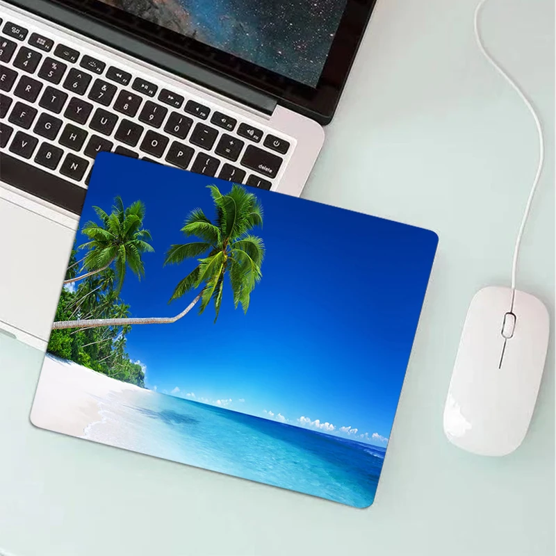 

Coconut tree beach Small Mouse Pad Teclado Gamer Computer Desk Mat Gaming Accessories Laptop Keyboard Carpet LOL Laptop Mousepad