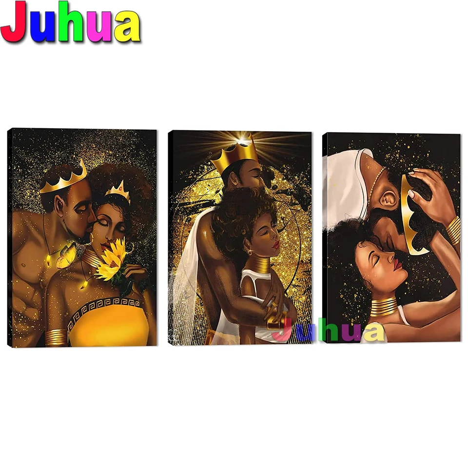 

5D алмазная живопись «сделай сам», американский черный, король и королева, любовь, полноразмерная, круглая, сверло, мозаика, алмазная вышивка, портрет пары 3 P