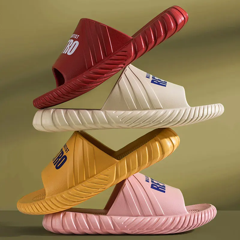 

2021 Summer Fashion Letters Slippers Couples Concise Screw Thread EVA Colorful Women Men Casual Shoes Slides Flat With Sandals