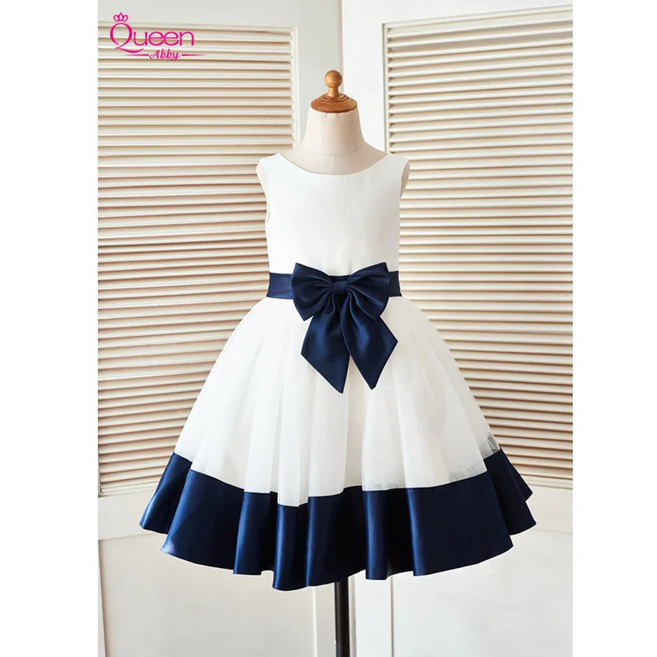 Белое и темно-синее бальное платье новое Цветочное для девушек 2019 искусственное