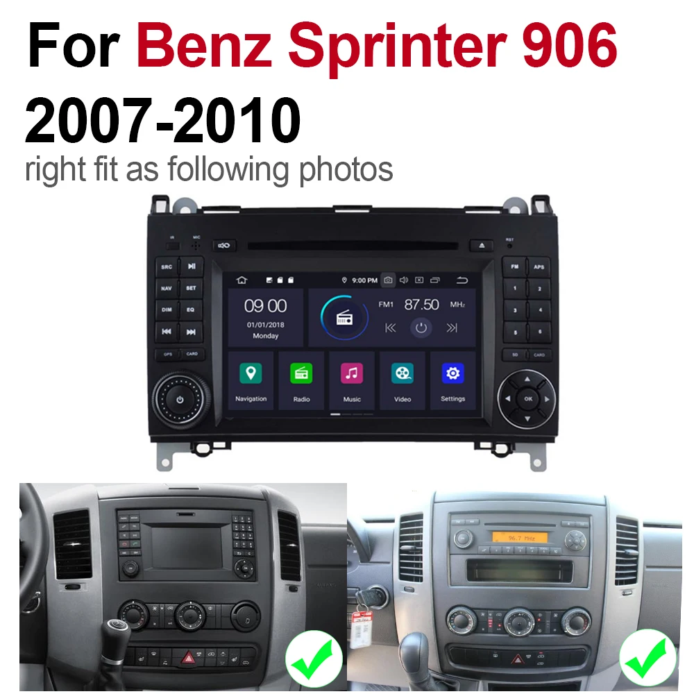 Автомобильный мультимедийный плеер 2 Din Android 9 Автомагнитола для Mercedes Benz Sprinter 906 2007