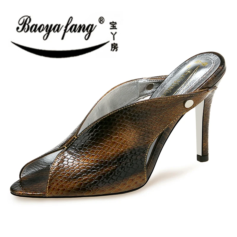 

BaoYaFang women‘s Summer shoes Open Toe High heels ladies party dress Wedding shoes woman Fish Toe Slingbacks Pumps Female