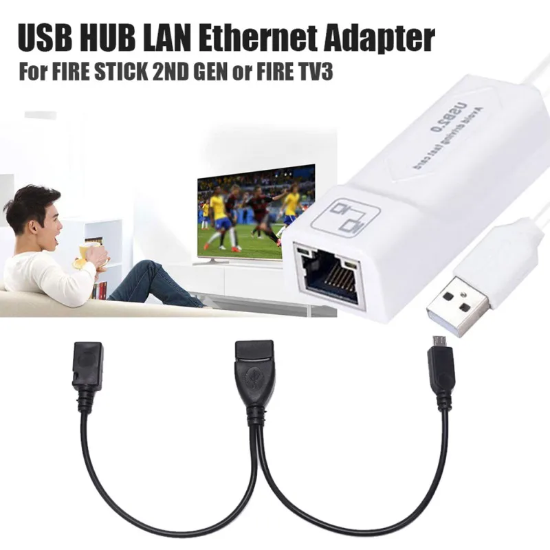 USB LAN Ethernet Adapter Reduce Buffering For 2nd Generation Fire TV Stick Plug And Play TV Sticks Dropshipping