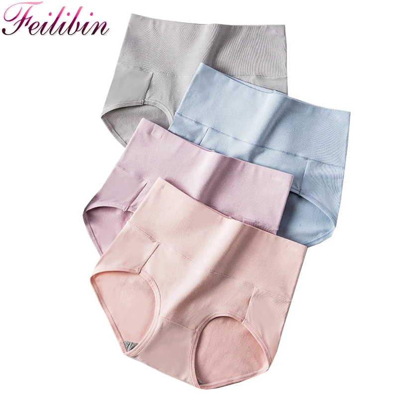ZJX 4 шт./лот Трусики с высокой талией женское Мягкое хлопковое нижнее белье для