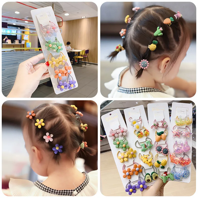 

MINHIN 6/10PCS/set New Girls Cute Cartoon Unicorn Hairwear Kids Lovely Elastic Hair bands Barrettes Fashion Hair Accessories