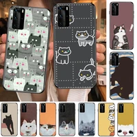 cartoon cute funny cat phone case for huawei p40 p30 p20 10 9 8 lite e pro plus black etui coque painting hoesjes comic fas