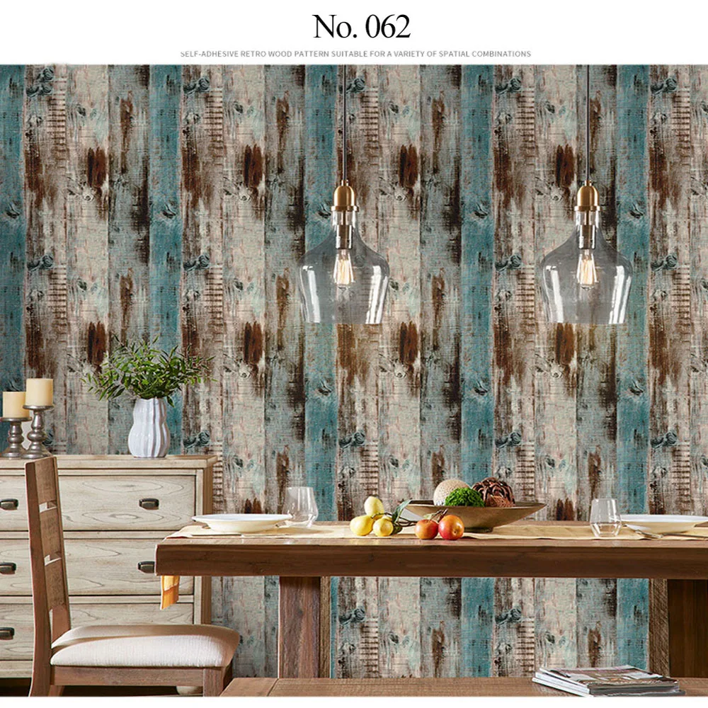 ПВХ самоклеящиеся водонепроницаемые настенные стикеры 45x600 см, винтажные деревянные полосатые обои для гостиной, спальни, кабинета, домашний декор