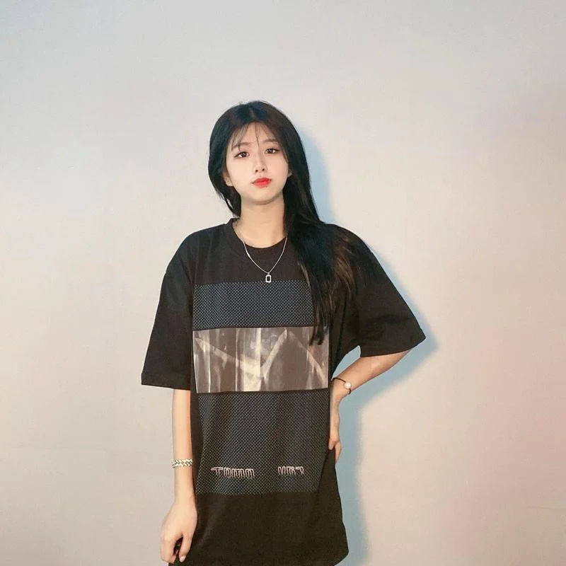 

22SS Black Refracted Light Printing Cool Fabric EU Size Cavempt T Shirts Men Women Fashion Summer Stranger Things Berserk