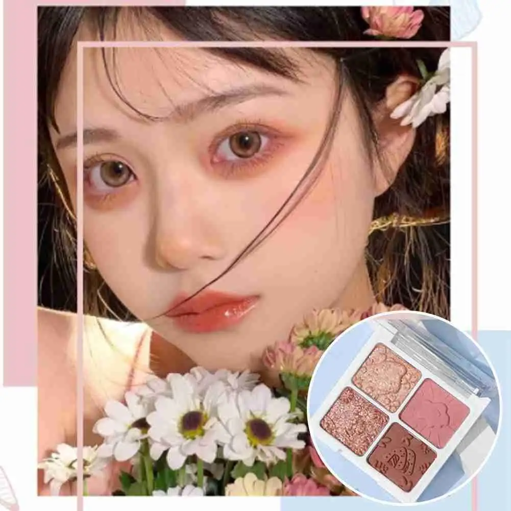 

4 Colors Matte Glitter Cute Eyeshadow Palette Long Lasting Shadow Cosmetics Eye Nude Palette Matte Pigments Eye Eyeshadow H1H5