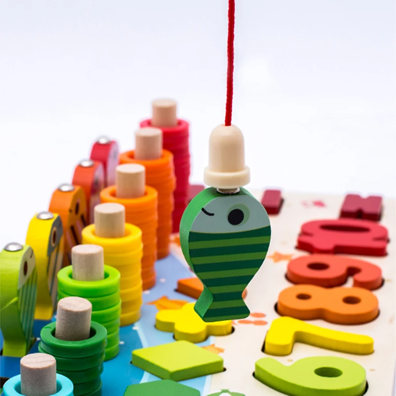Juguetes educativos Montessori para ni&ntilde;os, tablero de juego de aprendizaje temprano de madera, en forma de color, para ni&ntilde;os de 3 a&ntilde;os-3