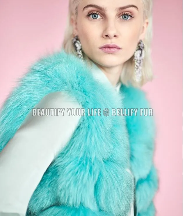 Новинка 2020 пар коллекций роскошный светло голубой жилет из натурального Лисьего