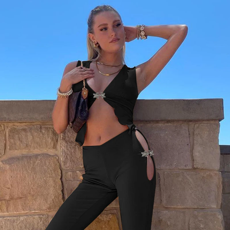 

Rockmore Butterfly Buckle Women'S Corset Top Y2K Sexy Crop Tank Top Summer Vintage Female Cami Split Bustier Streetwear Clubwear