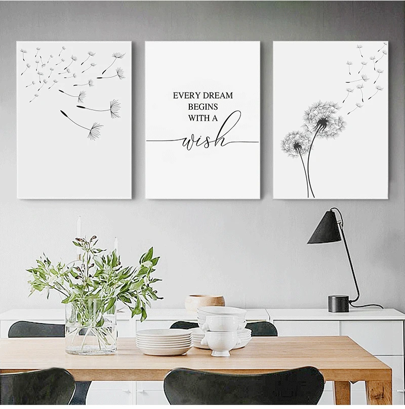 

Dandelion Wall Art Canvas Painting Make Wish Dandelion Prints Nordic Style Minimalist Living Room Bedroom Nursery Decor