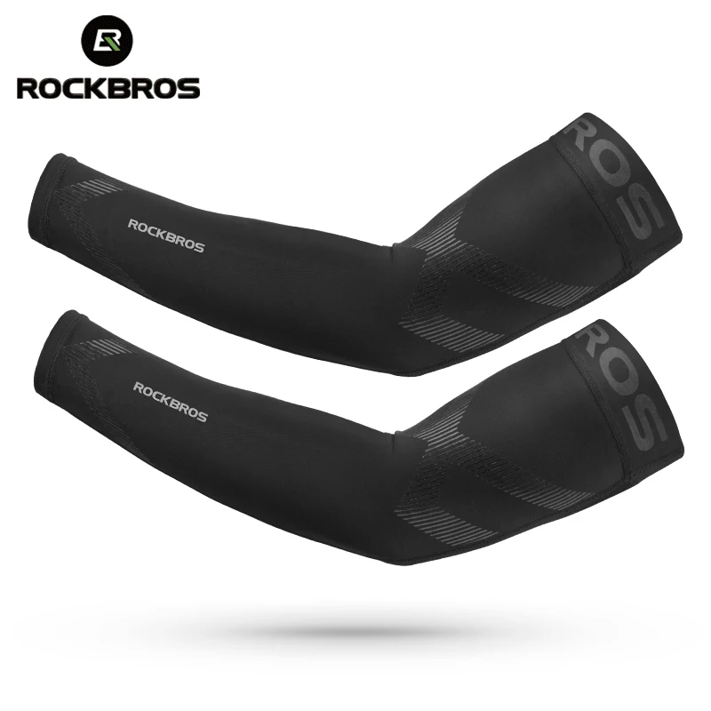 

ROCKBROS Bike Arm Sleeves UPF50 Anti-UV Widened Anti-slip Stripe Breathable Men Women Arm Warmers Running Cycling Arm Cover Cuff