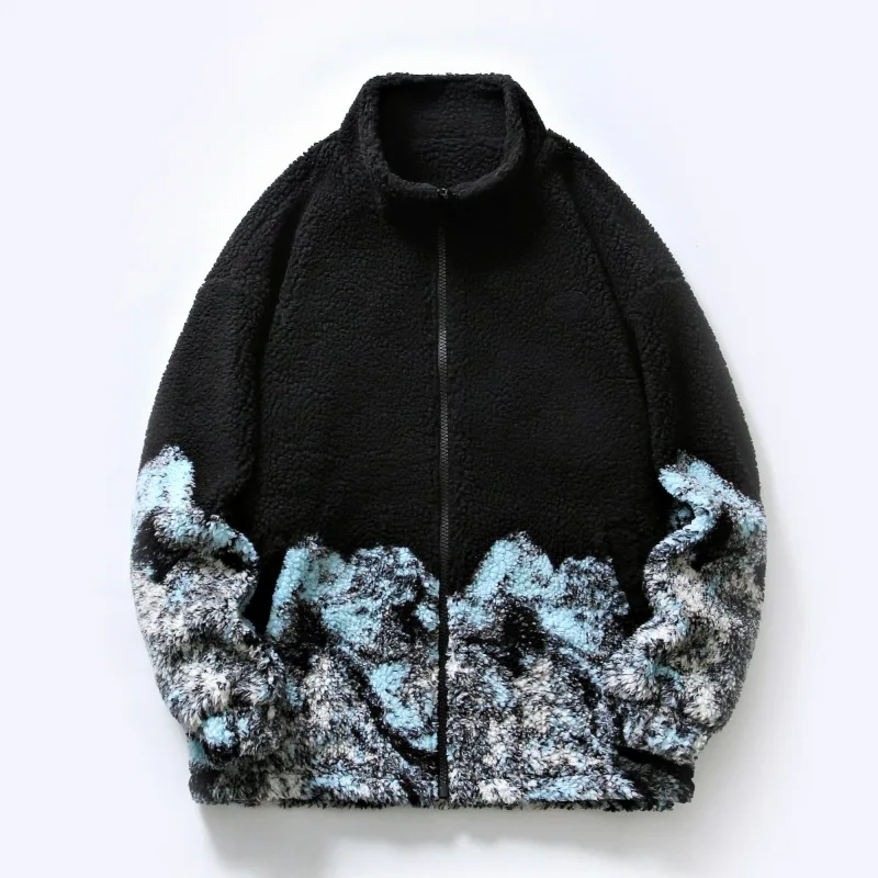 

Winter Men Fleece Down Jacket 2021 Fashion Warm Thicken Parkas Coat Japanese Streetwear Lamb Wool Coat