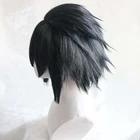 Черные короткие пушистые Многослойные синтетические волосы парики Uchiha Sasuke косплей парик Термостойкое волокно + парик