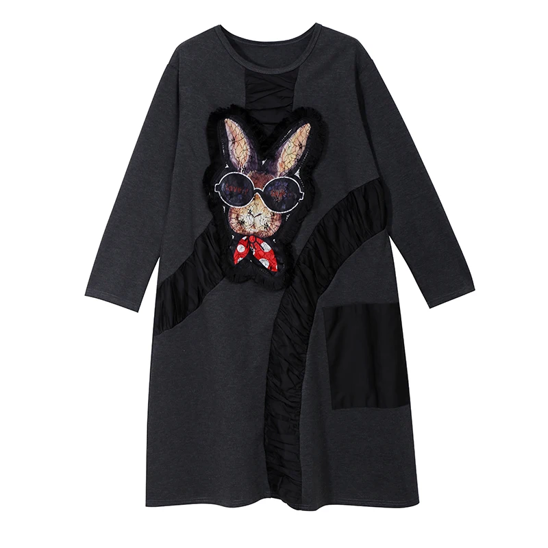 Новинка 2019 женское черное зимнее платье в японском стиле с длинным рукавом