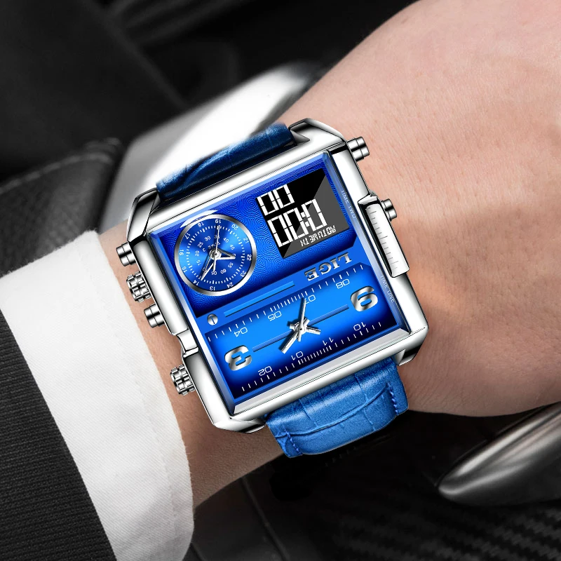 LIGE Men Watches Sports Watch Men Top Luxury Brand Waterproof Wristwatch Men Quartz LED Analog Digital Watches Relogio Masculino