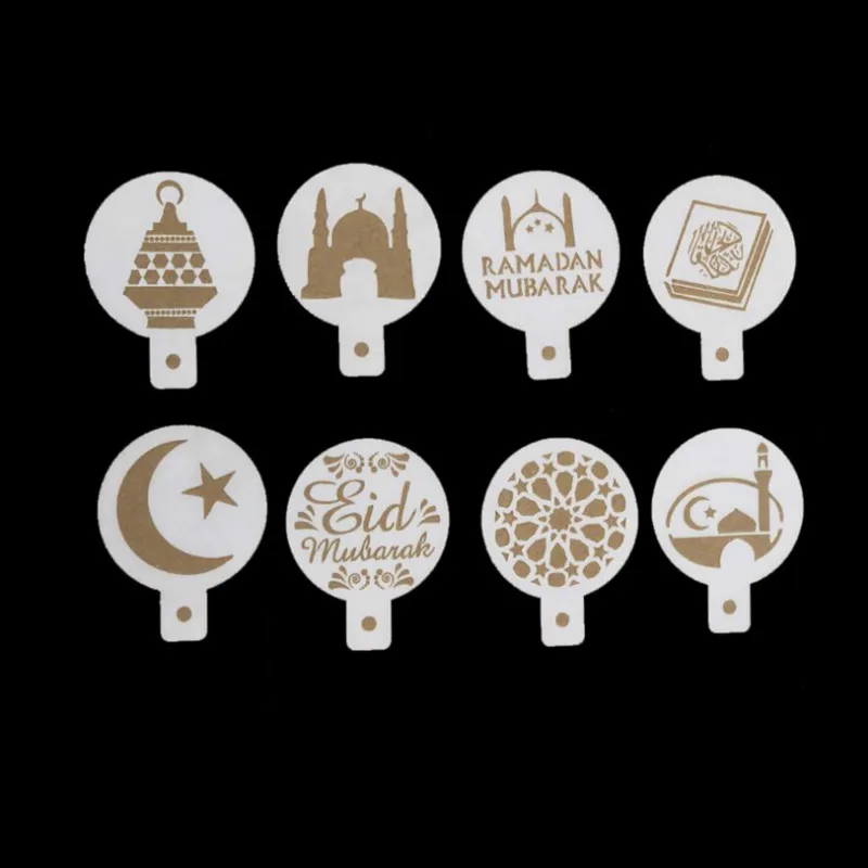 8 шт./компл. трафареты для домашних животных мечеть ИД Мубарак Рамадан кофе