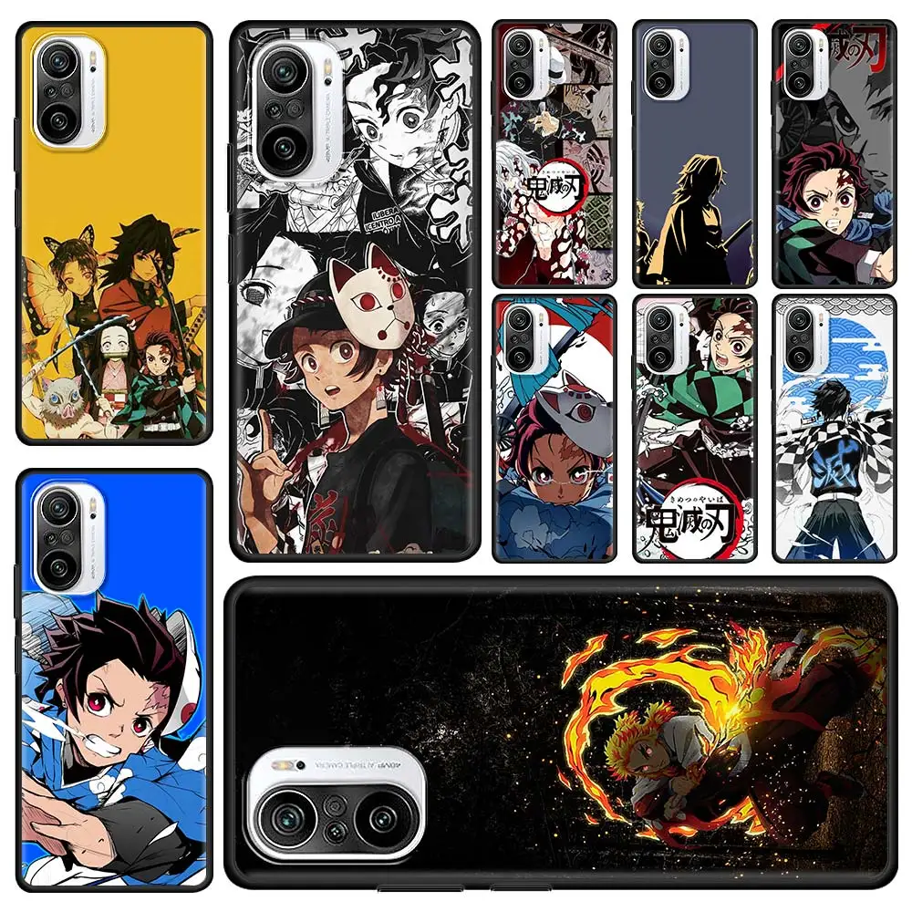 

Cartoon Demon Slayer Soft Silicone Phone Case for Xiaomi Redmi Note 10 9 8 Pro 9A 9T 9S 7 9C 8T K40 Pro Plus Black Funda Cover