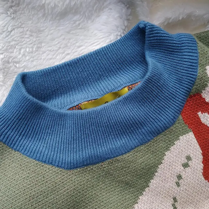 Женский жаккардовый свитер толстый теплый трикотажный пуловер с мультяшной