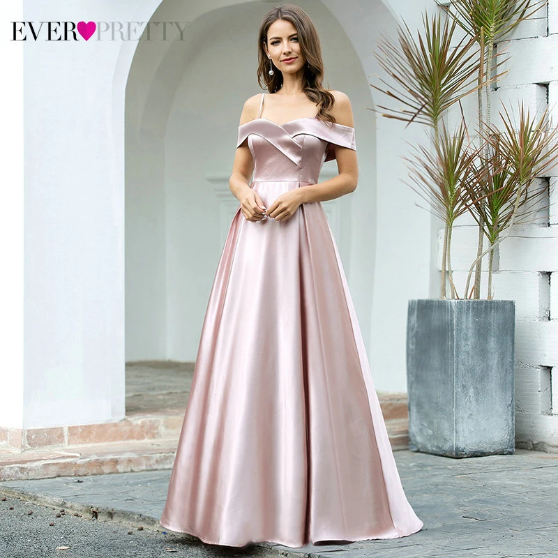 Лиловое вечернее платье Ever Pretty ТРАПЕЦИЕВИДНОЕ атласное с рюшами на бретелях
