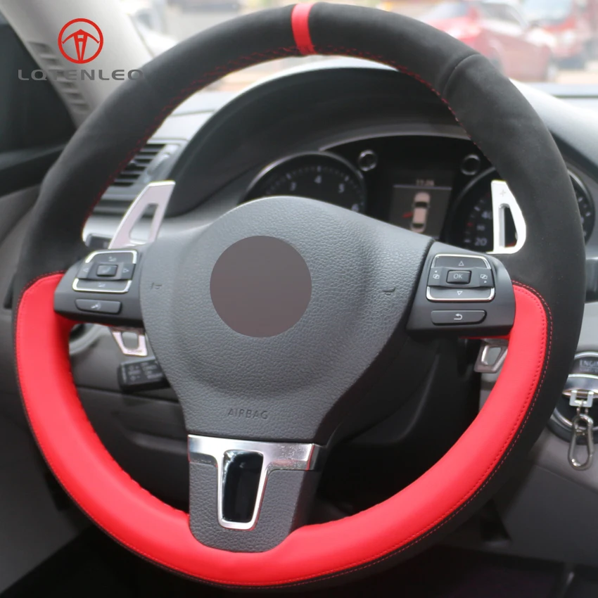 LQTENLEO черная замша красная кожа фотосессия для Volkswagen VW Golf Tiguan Passat B7 CC Touran Jetta Mk6 MK5|car