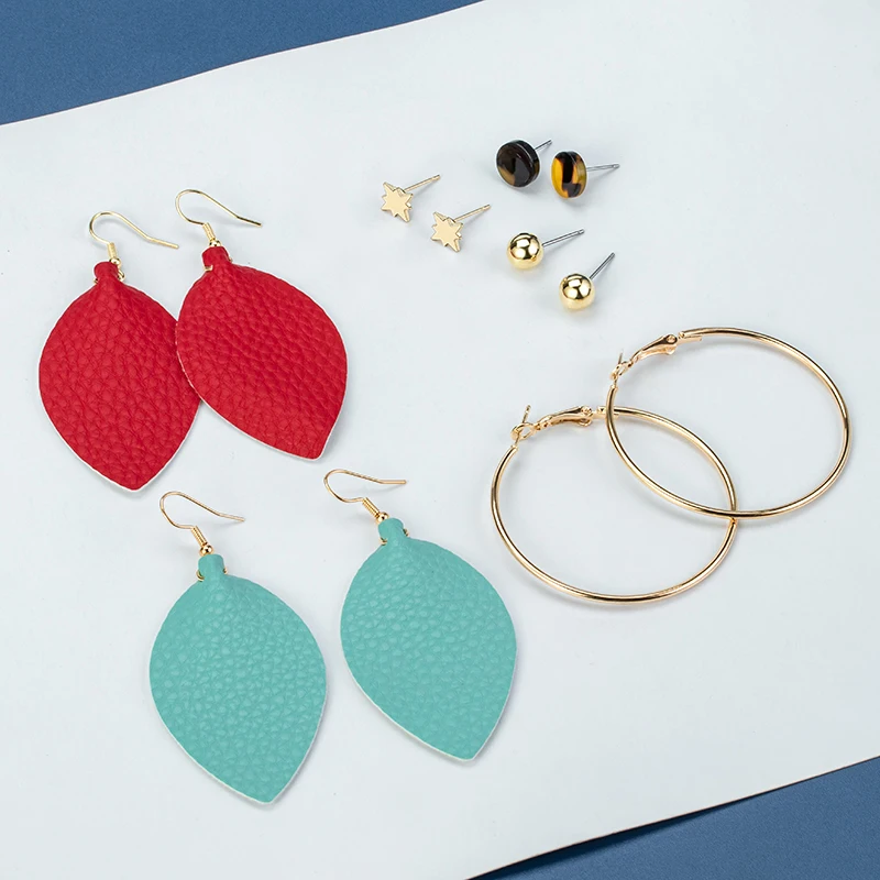 Женский винтажный Комплект сережек ZWC серьги в виде листьев с геометрическими