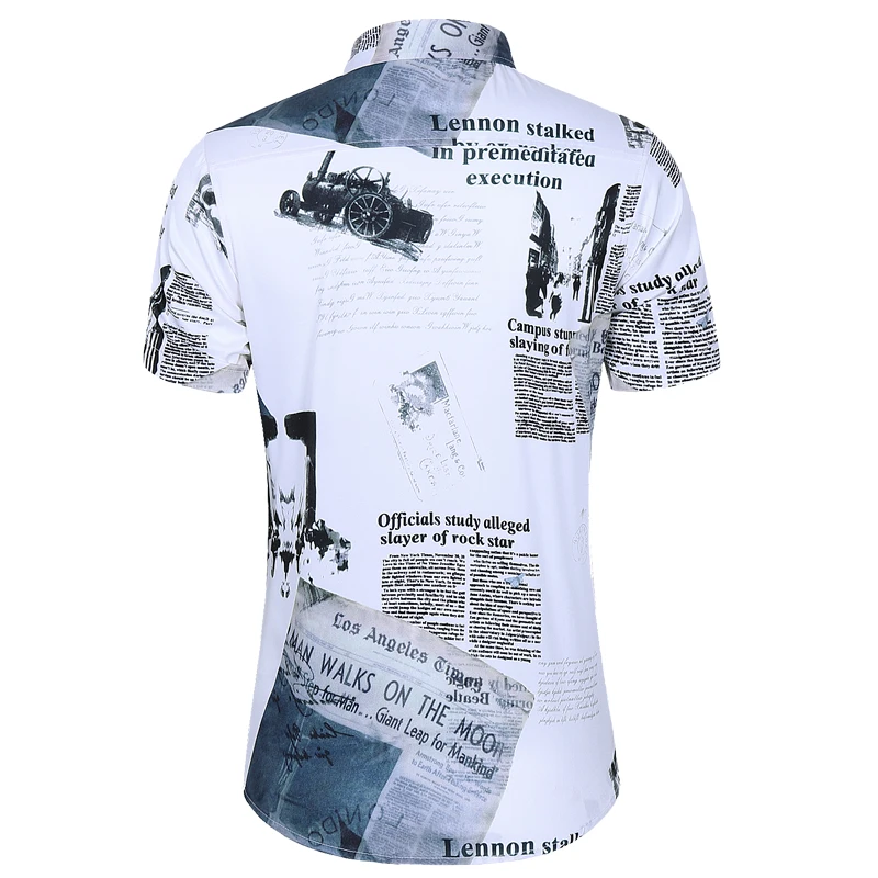 Летняя мужская модная рубашка с принтом повседневные рубашки коротким рукавом