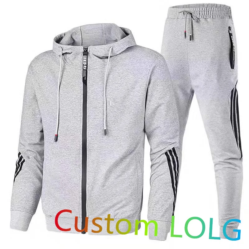 

2021 New men's tracksuit sportswear suit,Custom LOLG jacket hoodies sportsuit + tracksuit pants men's running sportswear