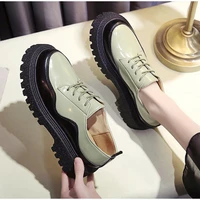 2021 new womens round toe oxford bottom loafers all match lace up british style female pu leather shoes design students shoes
