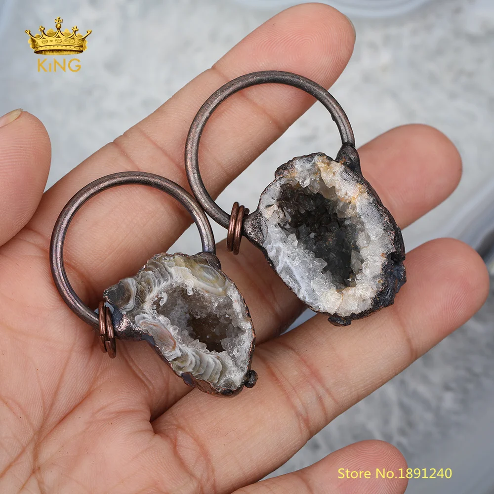 5 шт. подвеска в виде молочной друзы необработанный Агат античные латунные камни