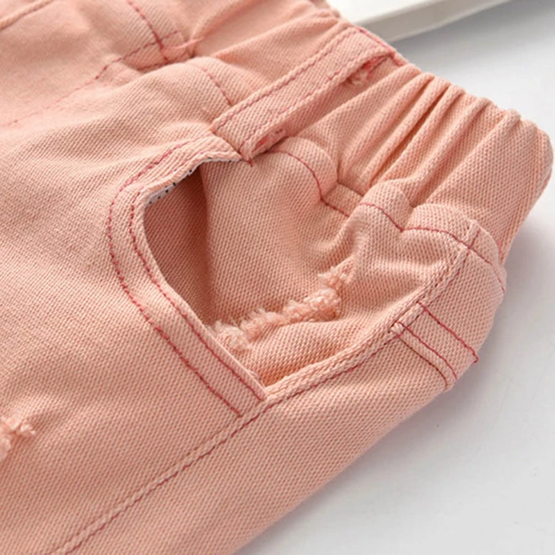 

Kids Boys Girls Shorts 2019 Hot Sale Solid Pure Colors Printed Hole Summer Denim Outfits For Children 24M to 8T