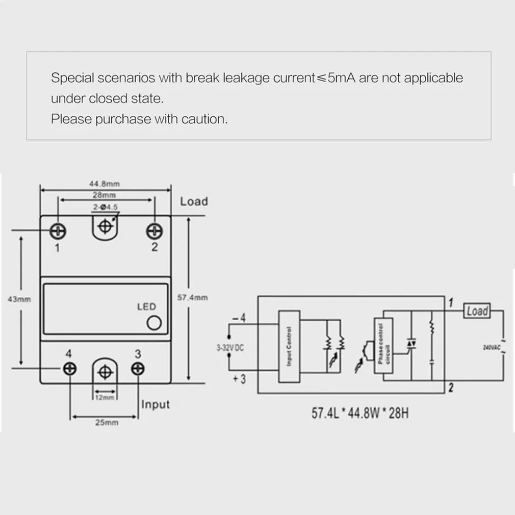 

Solid State Relay DC-AC Voltage 12V 3-32VDC TO 220V 24-380V AC Load Single Phase SSR For Temperature Controller