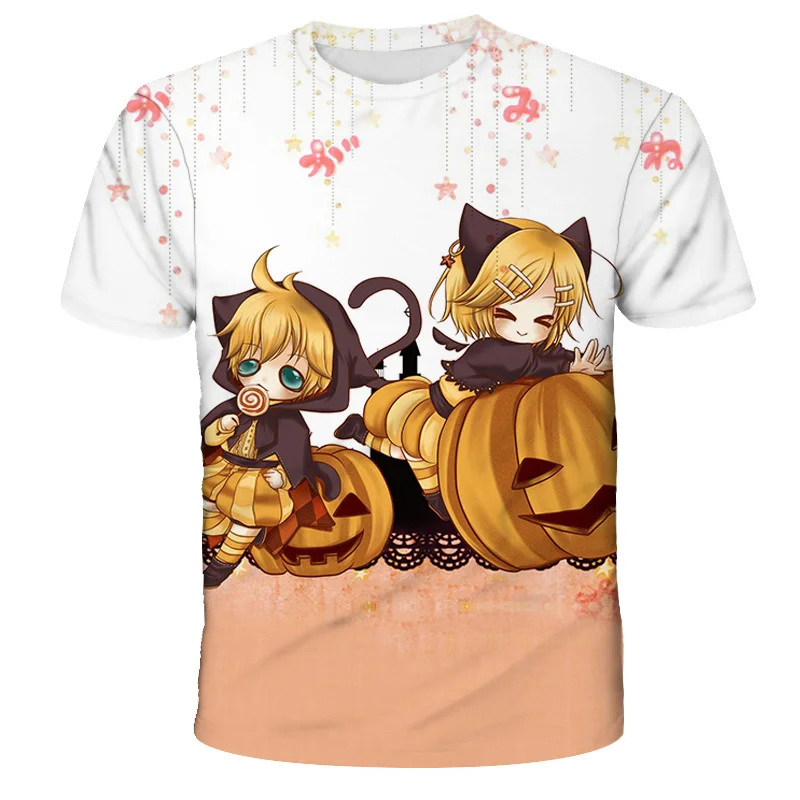 

Unisex 2020 Summer Halloween T Shirt Cartoon Printed Tops Tees Kids Children Casual Clothing polyester T-shirt For Girls Boys