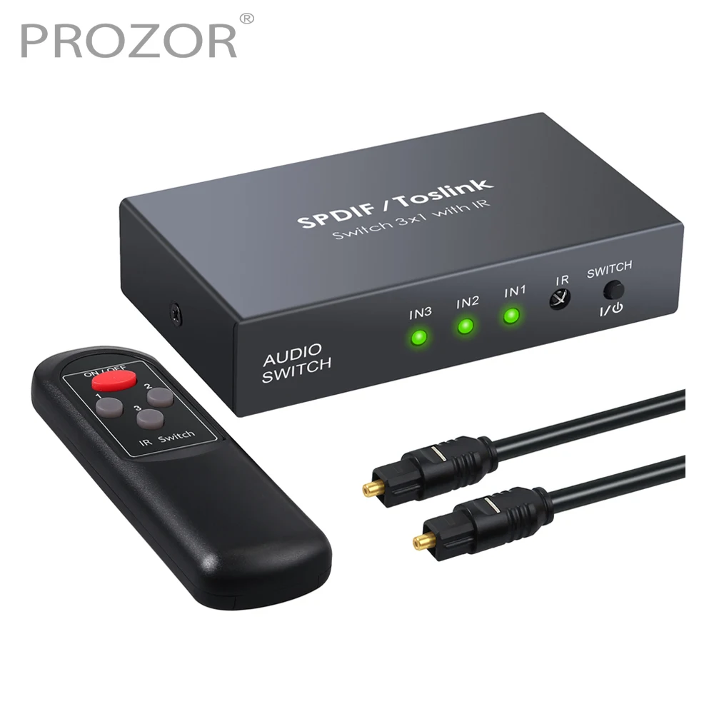 Цифровой оптический переключатель prosor SPDIF/TOSLINK оптического аудио 3x1 сплиттер с