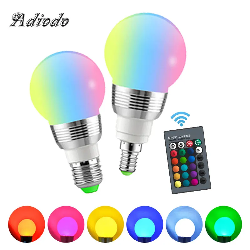 E27/E14 RGB светодиодный светильник AC 85 265V Светодиодный 16 цветов волшебный Ночной с