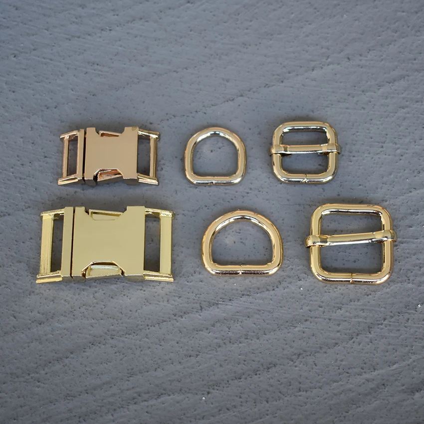 

50 Sets 15/20/25mm Webbing Metal Hardware Gold Slider D Ring Release Belt Buckle For Dog Collar Paracord Sewing Accessory