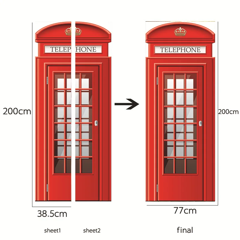Nordic Waterproof Wall Stickers Wallpapers Modern Door Stickers 3d Mural Living Room Bedroom 2pcs Papier Peint Home Decor BK50TZ