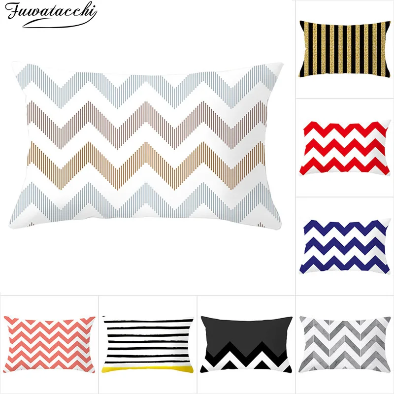 

Fuwatacchi Wave pattern Cushion Cover Geometric Pillow Covers Decorative for Home Decor Horizontal Stripes Pillow Case 30*50cm